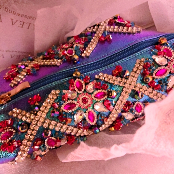 Azalea Wang Iridescent Art Deco Crystal Beaded Dress Stiletto Booties - Picture 3 of 17